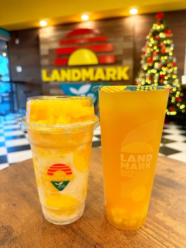 Hawaii Aloha and a mango slushy at the Landmark logo wall