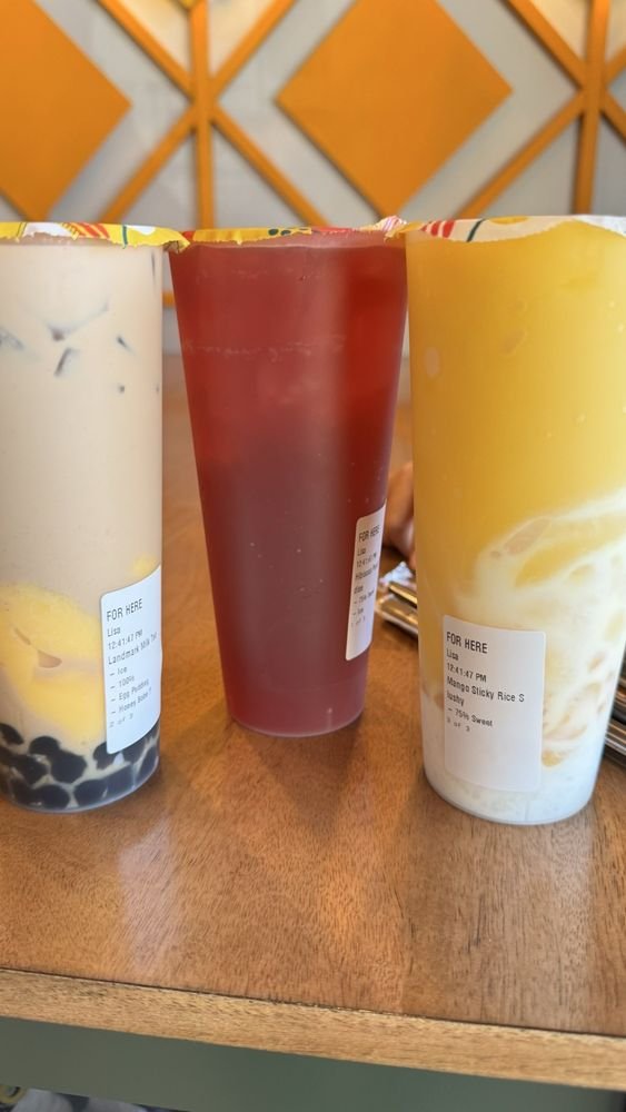 A trio of Landmark Tea drinks side by side